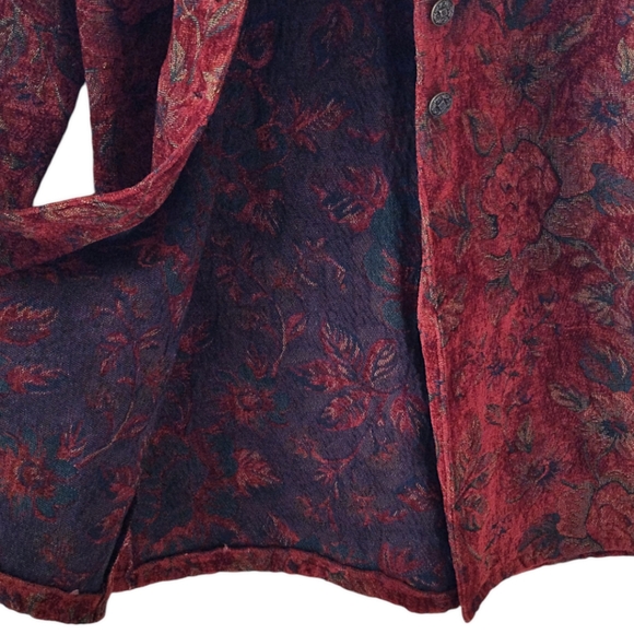 Vintage 90's Tapestry Coat Chicos Boho Indie Size 2 - Picture 2 of 13